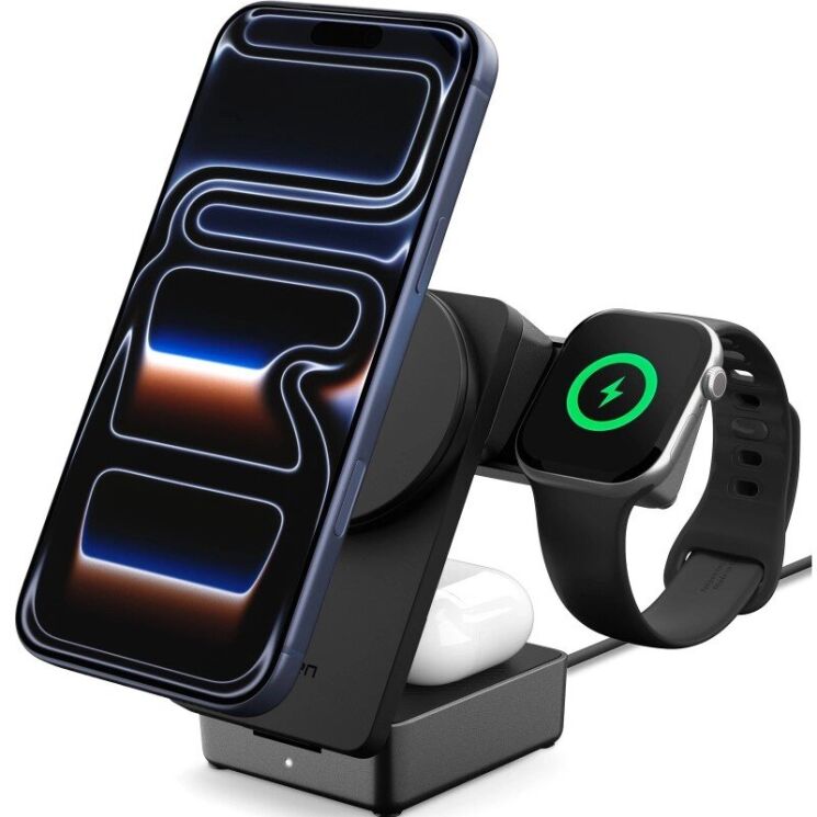 Беспроводное зарядное устройство Spigen Foldable Wireless Charger Stand (Mag Fit) 25W QI2.2 (ACH10398) - Black: фото 2 из 13