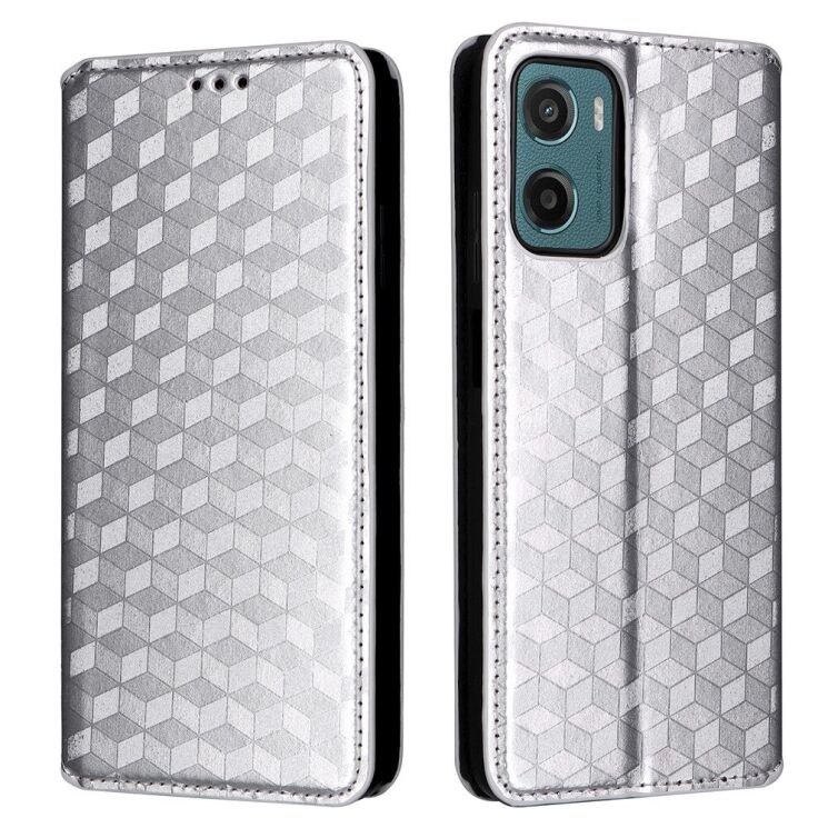 Чехол Deexe Rhombus Book для Motorola Moto G05 / Moto E15 - Silver: фото 1 из 10