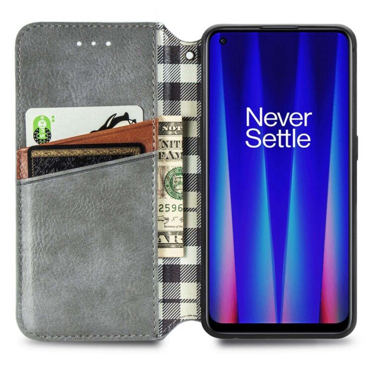 Чехол Deexe Rhombus Wallet для OnePlus Nord CE 2 - Grey: фото 2 из 8