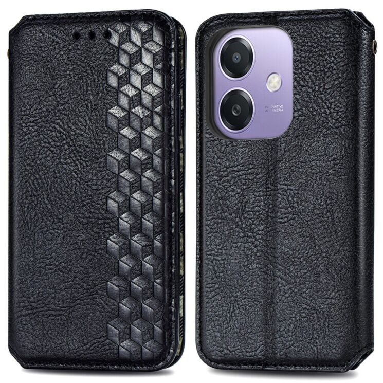 Чохол Deexe Rhombus Wallet для OPPO A3x / A3 / A40m - Black: фото 1 з 9