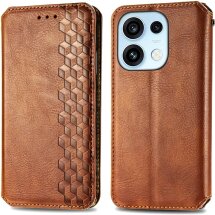Чехол Deexe Rhombus Wallet для OPPO Reno 16 / 16 Pro - Brown: фото 1 из 12
