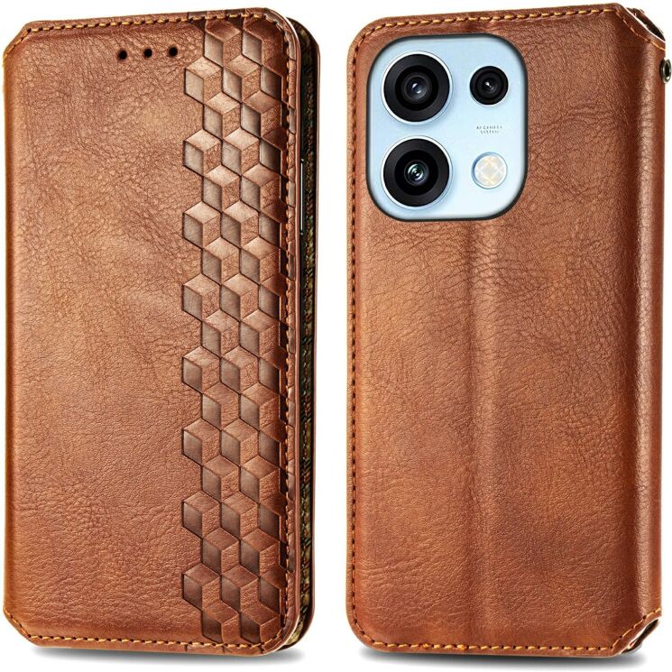 Чехол Deexe Rhombus Wallet для OPPO Reno 16 / 16 Pro - Brown (413215Z) Чехол Deexe Rhombus Wallet для OPPO Reno 16 / 16 Pro - Brown: фото 1 из 12