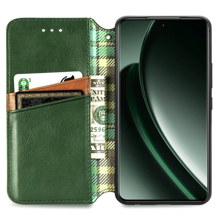 Чехол Deexe Rhombus Wallet для Realme GT 6 - Green: фото 2 из 7