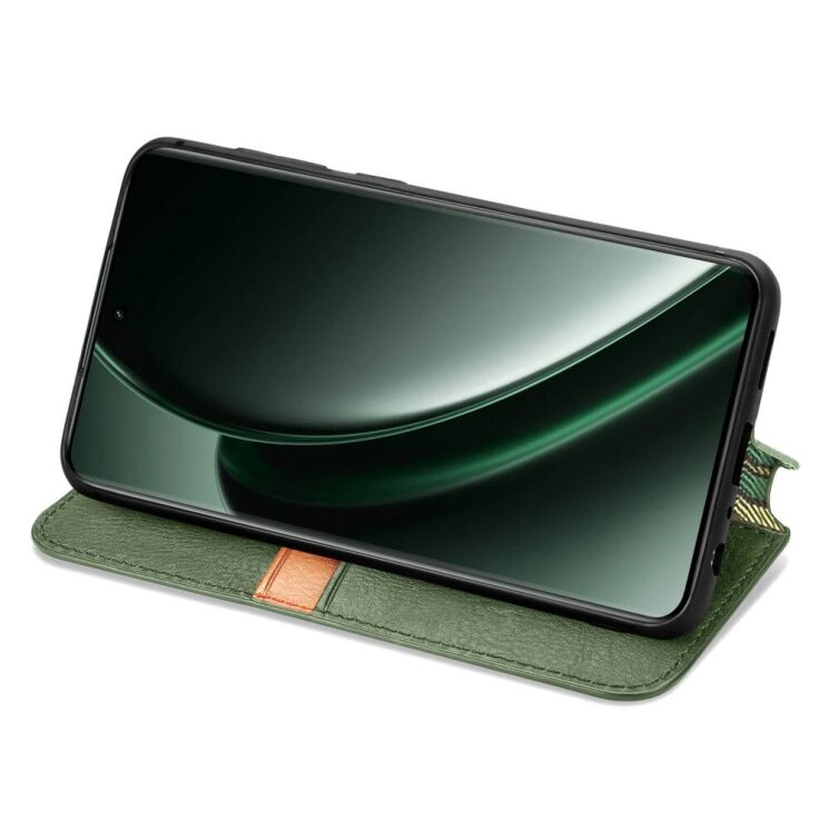 Чехол Deexe Rhombus Wallet для Realme GT 6 - Green: фото 3 из 7