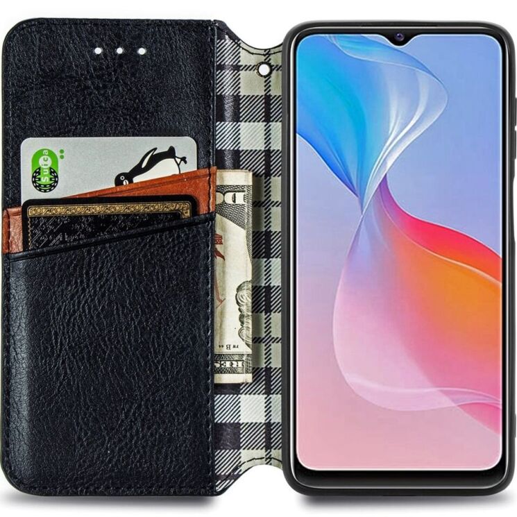 Чехол Deexe Rhombus Wallet для VIVO Y33s / Y21 / Y21s - Black: фото 2 из 8