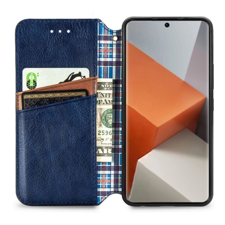 Чехол Deexe Rhombus Wallet для Xiaomi Redmi Note 13 Pro+ - Blue: фото 2 из 6
