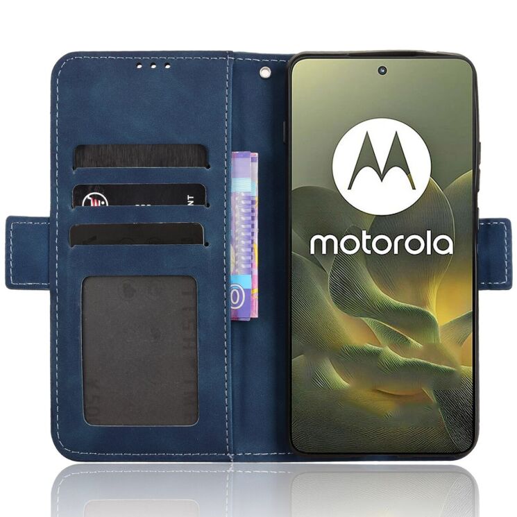 Чохол-книжка з кишеньками Deexe Wallet Stand для Motorola Edge 70 - Blue: фото 5 з 15