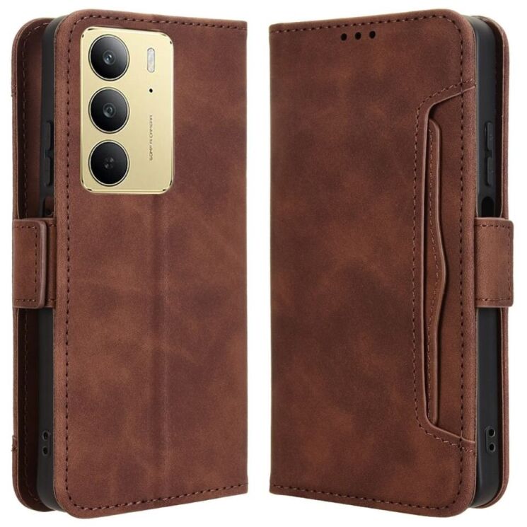 Чехол Deexe Wallet Stand для Realme C75 - Brown: фото 1 из 7