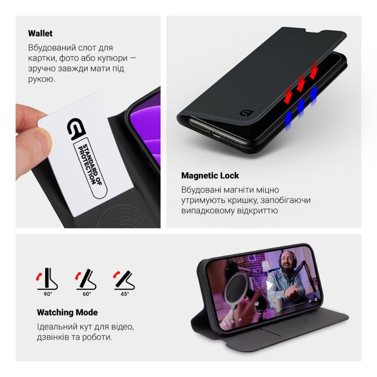 Чохол-книжка ArmorStandart OneFold Case для Motorola Moto G57 Power - Black: фото 4 з 5