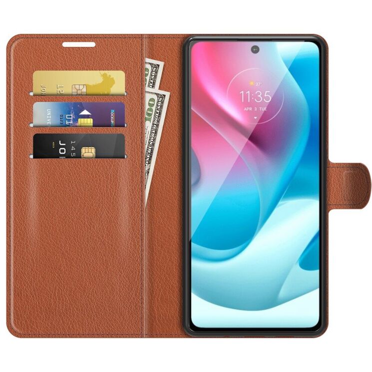 Чехол-книжка Deexe Book Type для Motorola Moto G60s - Brown: фото 5 из 8
