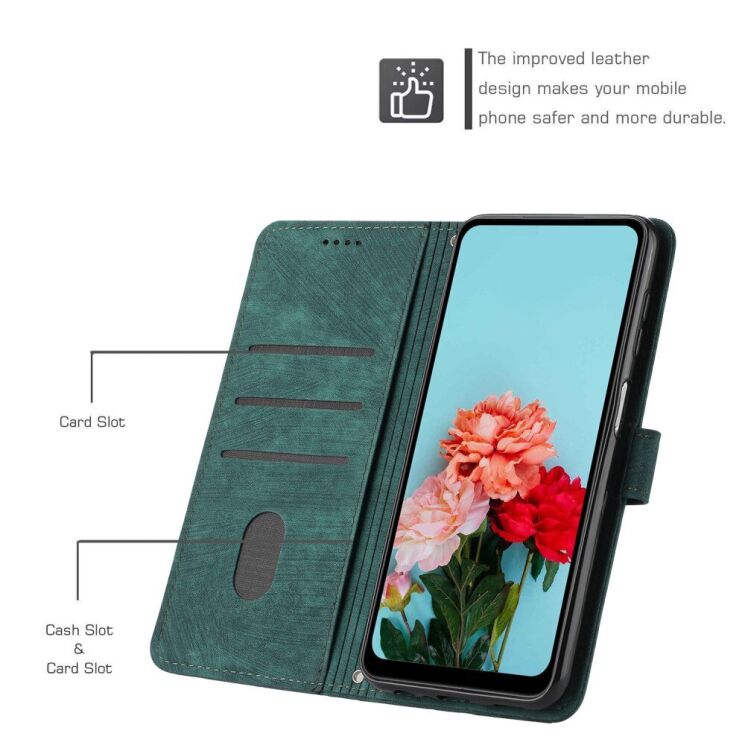 Чехол-книжка Deexe Lines Series для Motorola Moto G15 - Green: фото 8 из 11