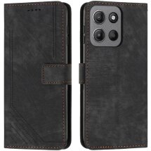 Чехол-книжка Deexe Lines Series для Motorola Moto G15 - Black: фото 1 из 11