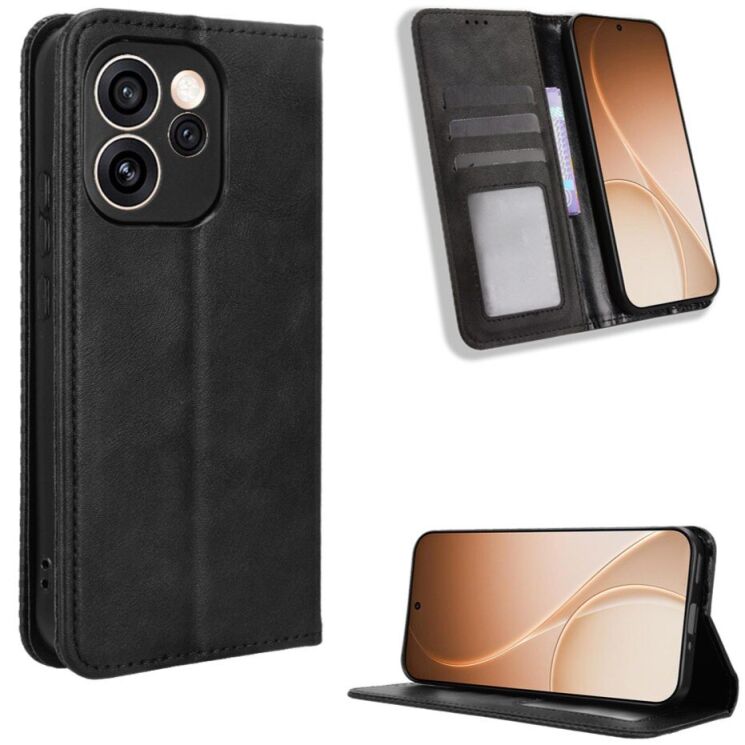 Чехол-книжка Deexe Retro Style для OPPO Reno 15 Pro - Black: фото 2 из 18