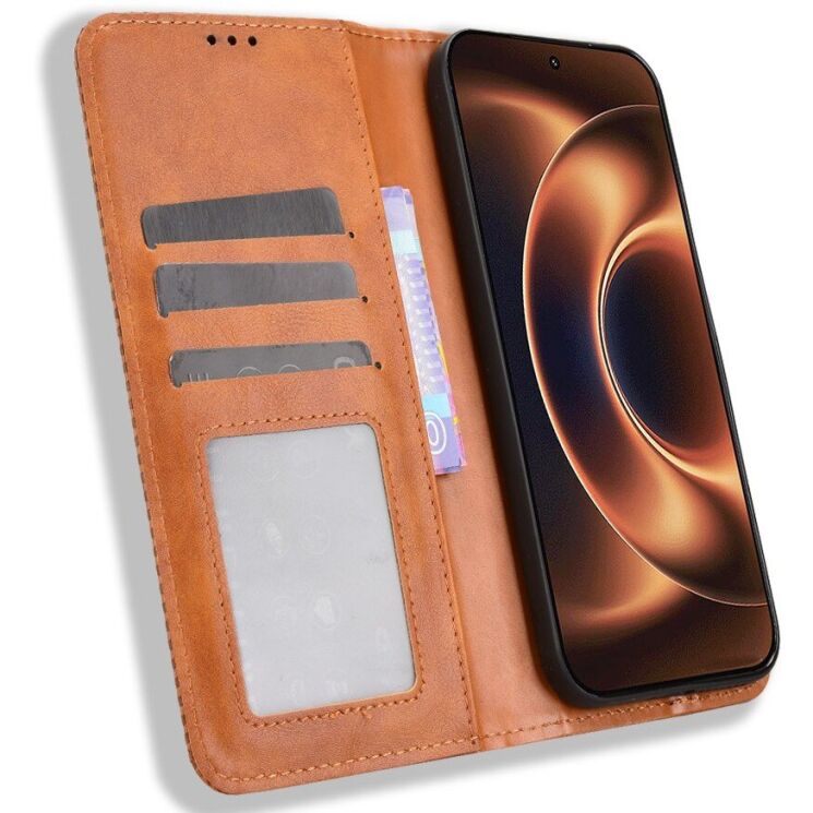 Чехол-книжка Deexe Retro Style для Xiaomi 17 Ultra - Brown: фото 6 из 20