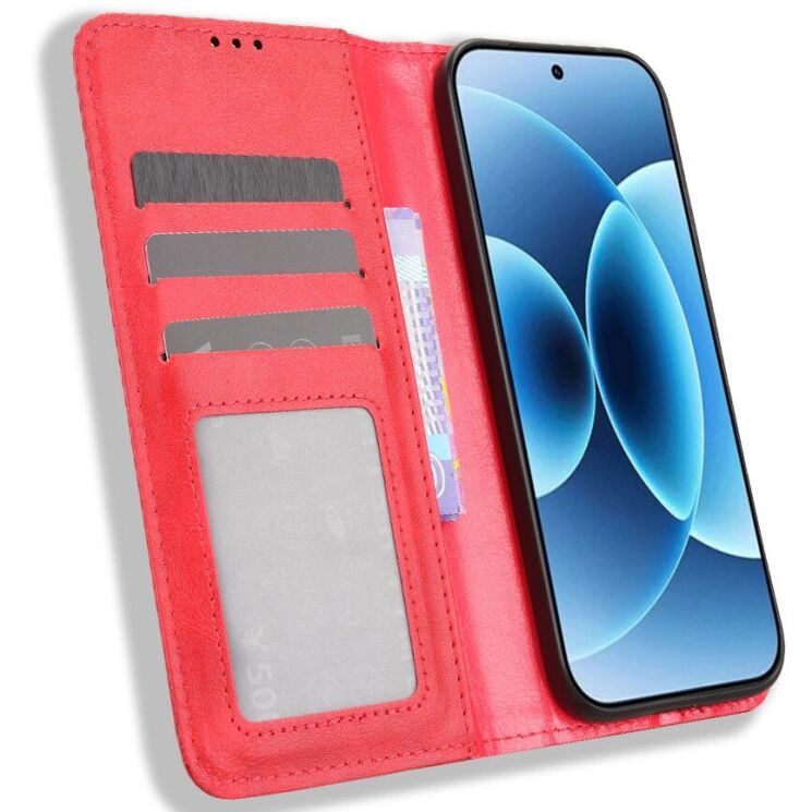 Чохол-книжка Deexe Retro Style для Xiaomi 17 - Red (390631R) Чохол-книжка Deexe Retro Style для Xiaomi 17 - Red: фото 6 з 19