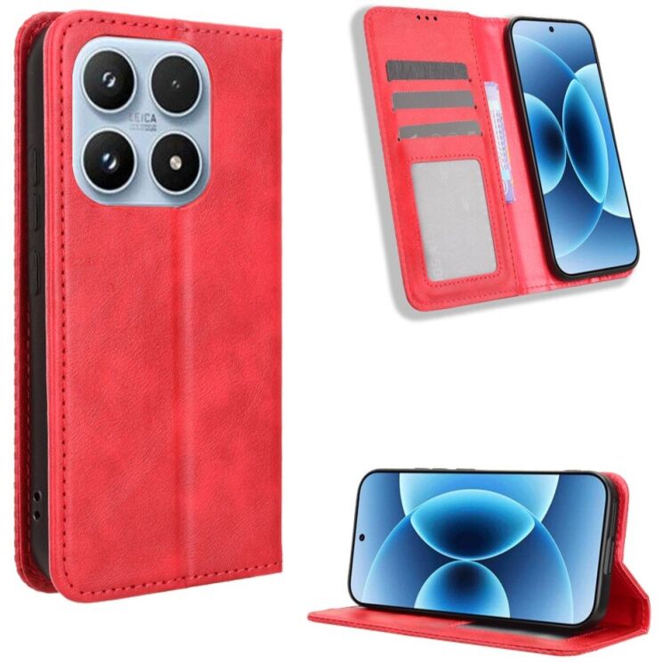 Чохол-книжка Deexe Retro Style для Xiaomi 17 - Red (390631R) Чохол-книжка Deexe Retro Style для Xiaomi 17 - Red: фото 2 з 19
