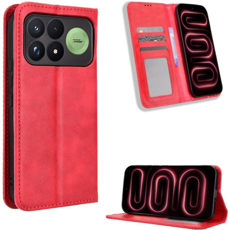 Чехол-книжка Deexe Retro Style для Xiaomi Poco F9 Pro - Red: фото 2 из 19