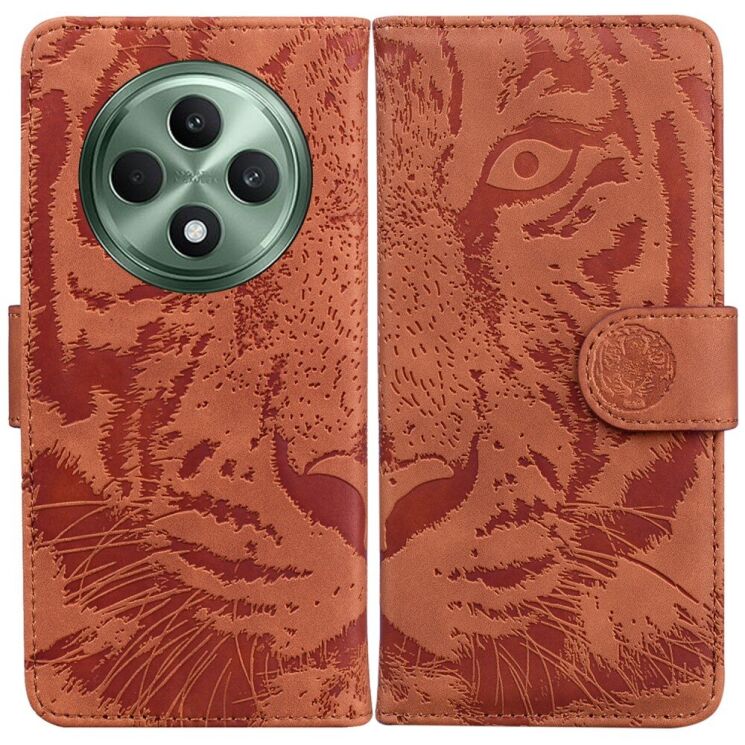 Чехол-книжка Deexe Tiger для OPPO Reno 12 F/FS - Brown: фото 1 из 7