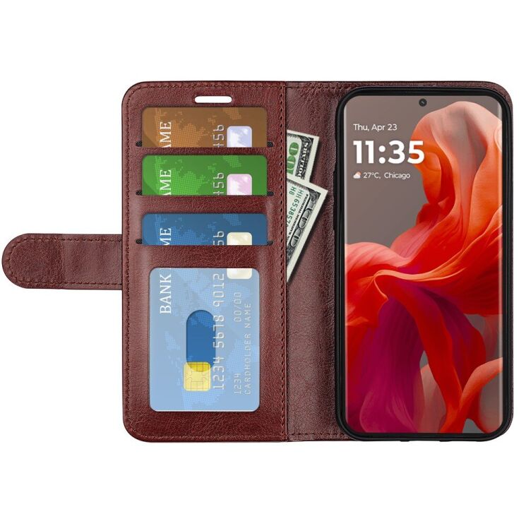 Чехол-книжка Deexe Wallet Style для Motorola Moto G85 - Brown: фото 2 из 6