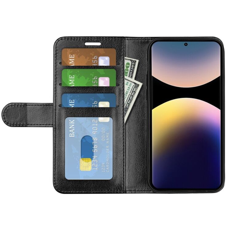 Чехол-книжка Deexe Wallet Style для Xiaomi Redmi Note 14 Pro - Black: фото 2 из 8