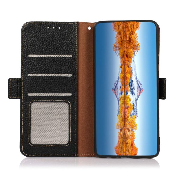 Чехол-книжка KHAZNEH Leather Case для Xiaomi Redmi Note 12 - Black: фото 2 из 8