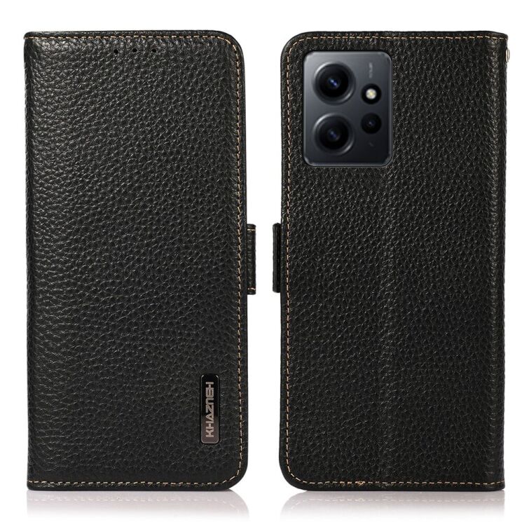 Чехол-книжка KHAZNEH Leather Case для Xiaomi Redmi Note 12 - Black: фото 1 из 8
