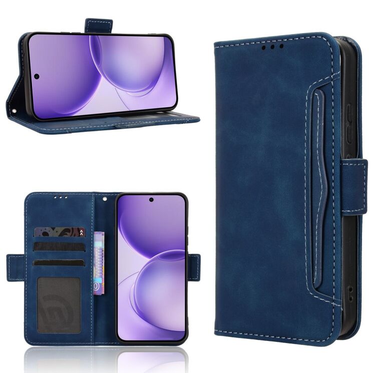 Чехол-книжка с карманами Deexe Wallet Stand для OPPO Reno 16 F/FS - Blue (413401L) Чехол-книжка с карманами Deexe Wallet Stand для OPPO Reno 16 F/FS - Blue: фото 7 из 15