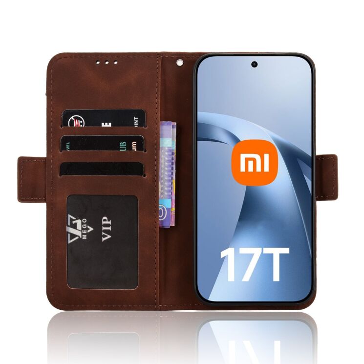 Чехол-книжка с карманами Deexe Wallet Stand для Xiaomi 17T - Brown (408808Z) Чехол-книжка с карманами Deexe Wallet Stand для Xiaomi 17T - Brown: фото 5 из 15