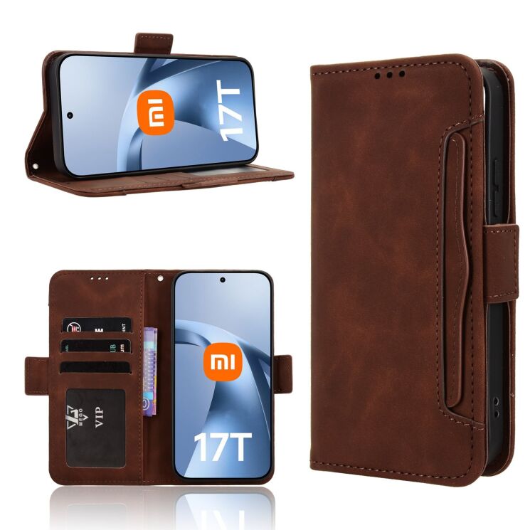 Чехол-книжка с карманами Deexe Wallet Stand для Xiaomi 17T - Brown (408808Z) Чехол-книжка с карманами Deexe Wallet Stand для Xiaomi 17T - Brown: фото 8 из 15