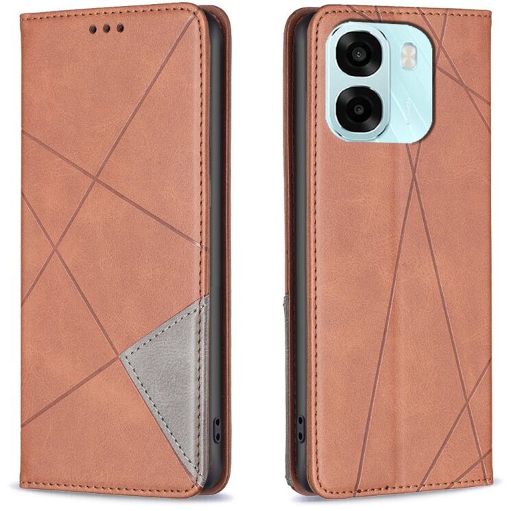 Чохол-книжка з кишеньками UniCase Geometric Pattern для OPPO A6x - Brown: фото 1 з 10