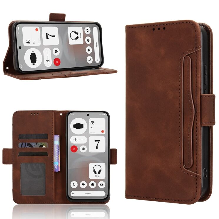 Чохол-книжка з кишеньками Deexe Wallet Stand для Nothing Phone (4b) - Brown: фото 8 з 15