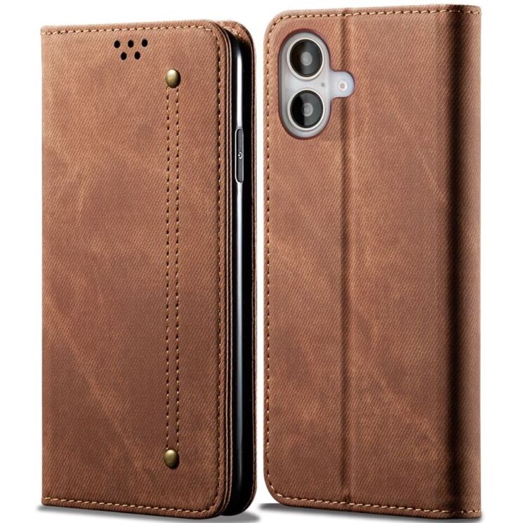 Чехол-книжка UniCase Jeans Wallet для Apple iPhone 16 Plus - Coffee: фото 1 из 6