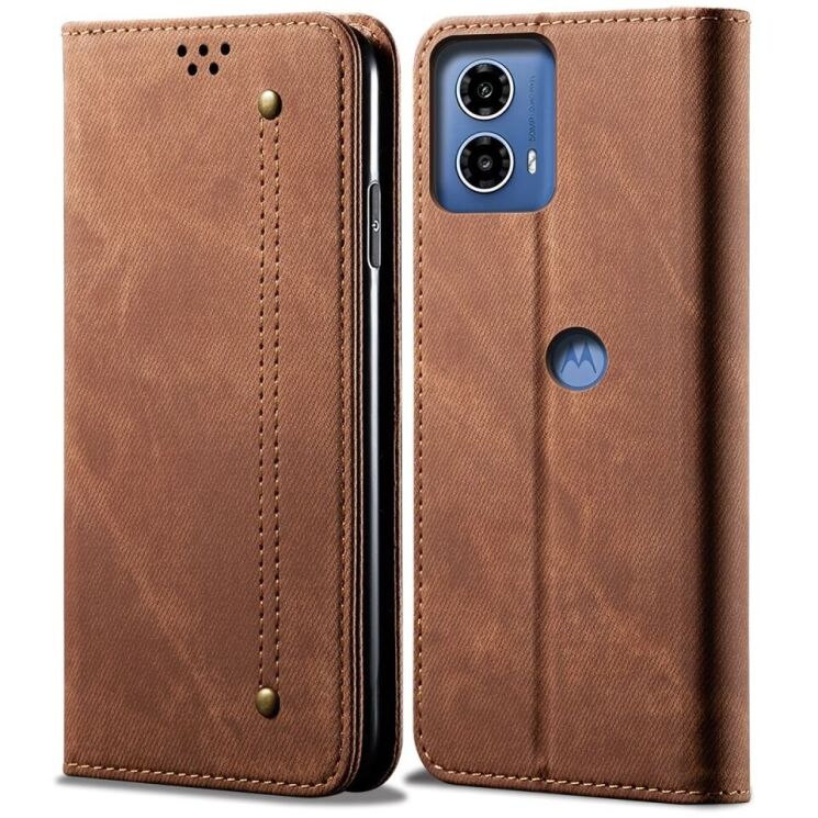 Чохол-книжка UniCase Jeans Wallet для Motorola Moto G24 / G04 / G04s / E14 - Coffee: фото 1 з 6