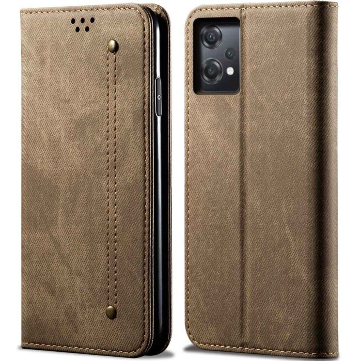 Чехол-книжка с кармашками UniCase Jeans Wallet для OnePlus Nord CE 2 Lite - Khaki: фото 1 из 9