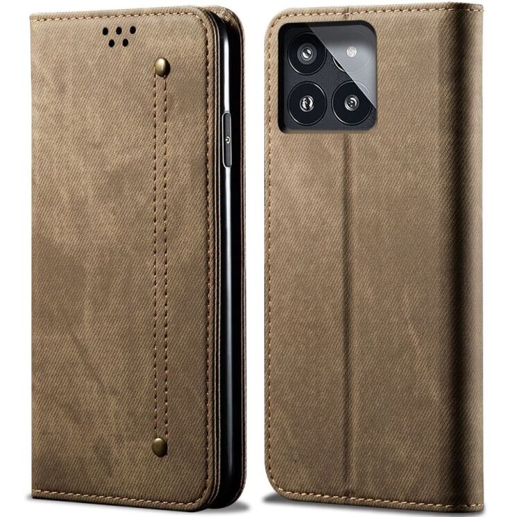 Чехол-книжка UniCase Jeans Wallet для Xiaomi Poco F6 Pro - Khaki: фото 1 из 6