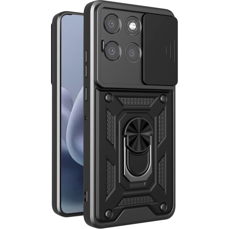 Чохол із захистом камери Deexe Armor Shield для Motorola Moto G77 - Black: фото 1 з 9