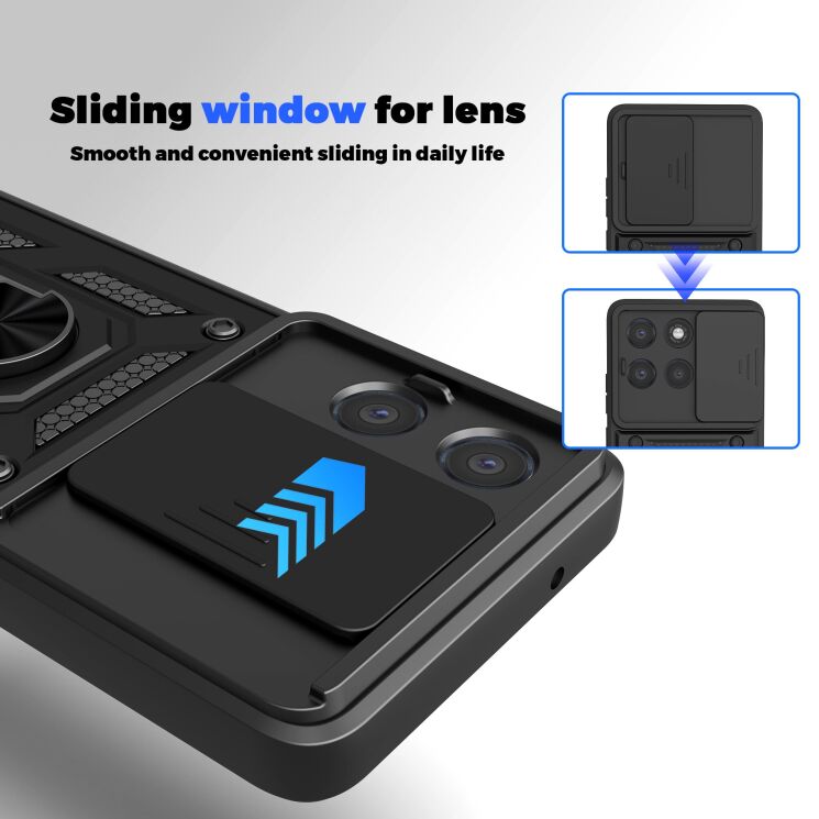 Чехол с защитой камеры Deexe Armor Shield для Motorola Moto G77 - Silver: фото 7 из 9