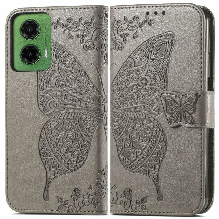 Чехол UniCase Butterfly Pattern для Motorola Moto G35 - Grey: фото 1 из 7