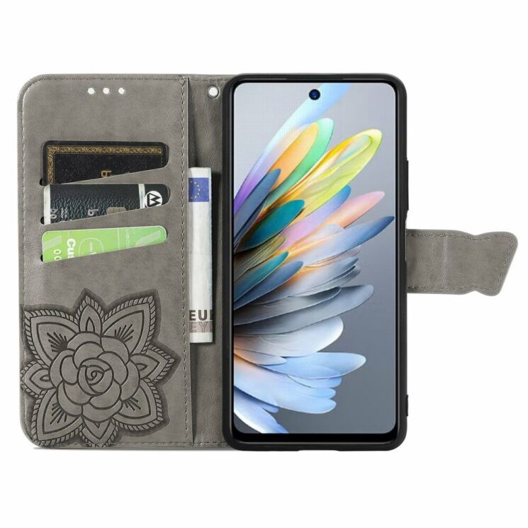 Чехол UniCase Butterfly Pattern для Motorola Moto G35 - Grey: фото 2 из 7