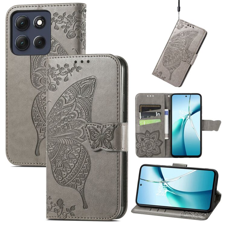 Чохол UniCase Butterfly Pattern для Motorola Moto G86 - Grey: фото 1 з 10