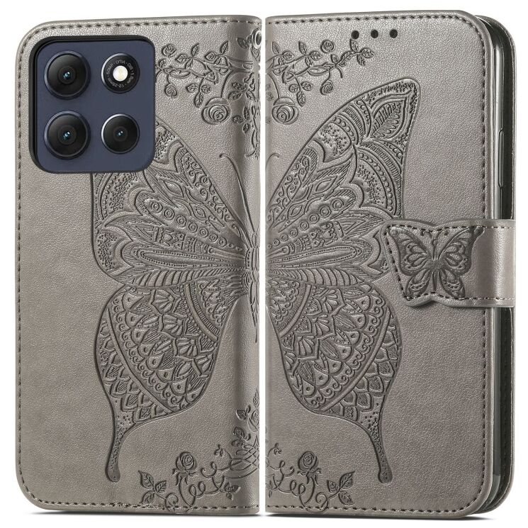 Чохол UniCase Butterfly Pattern для Motorola Moto G86 - Grey: фото 2 з 10