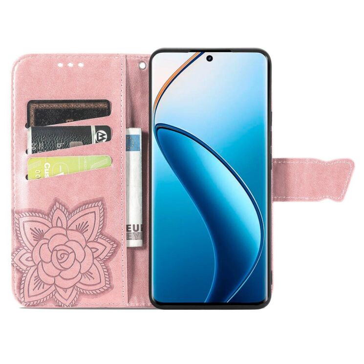 Чохол UniCase Butterfly Pattern для Realme 12 / 12 Plus - Rose Gold: фото 2 з 8