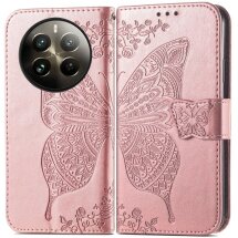 Чехол UniCase Butterfly Pattern для Realme 12 / 12 Plus - Rose Gold: фото 1 из 8