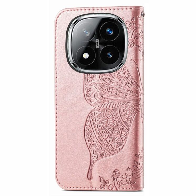 Чехол UniCase Butterfly Pattern для Xiaomi Redmi Note 14 Pro 5G - Rose Gold: фото 5 из 9