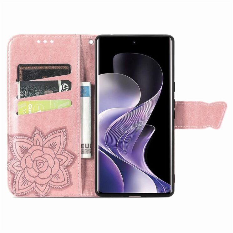 Чехол UniCase Butterfly Pattern для Xiaomi Redmi Note 14 Pro 5G - Rose Gold: фото 2 из 9
