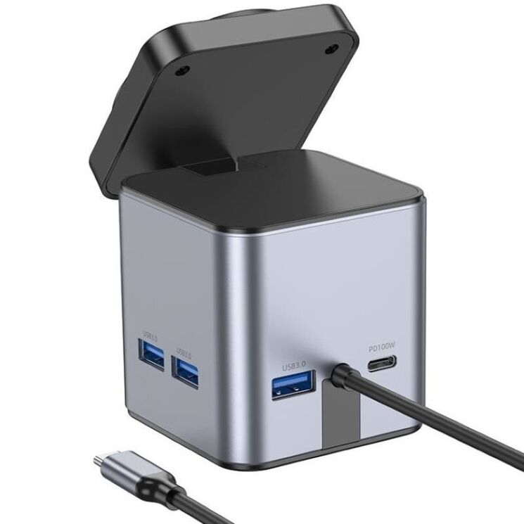 Док-станция Hoco HB49 9 in 1 Dicking Station - Metal Gray: фото 5 из 9