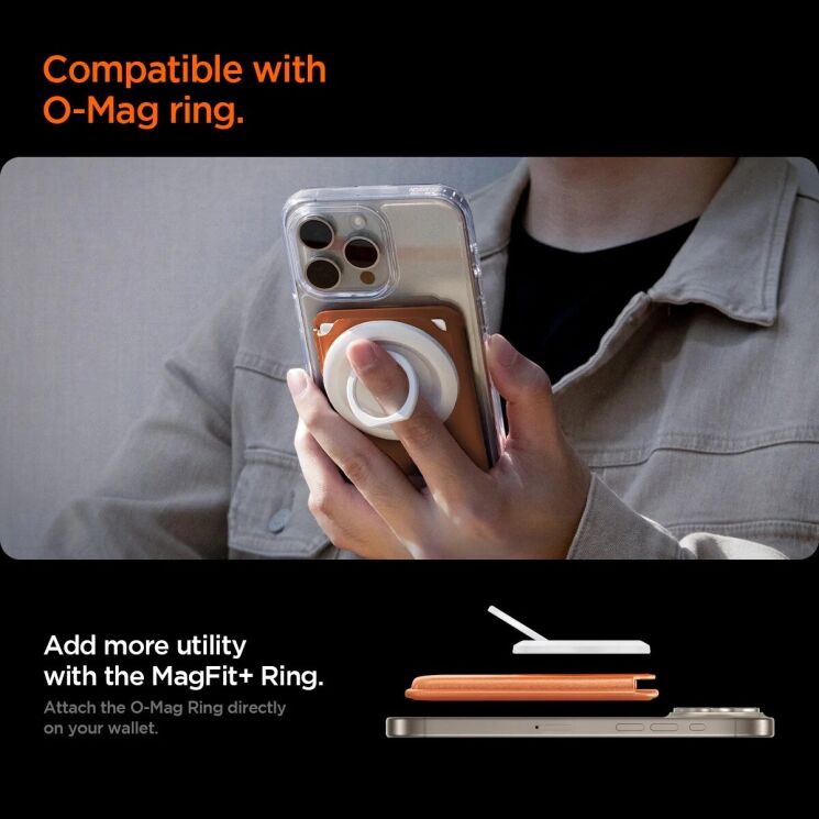 Кардхолдер Spigen Valentinus 3 Cards (MagFit+) AFA11340 - Metallic Orange: фото 10 из 12