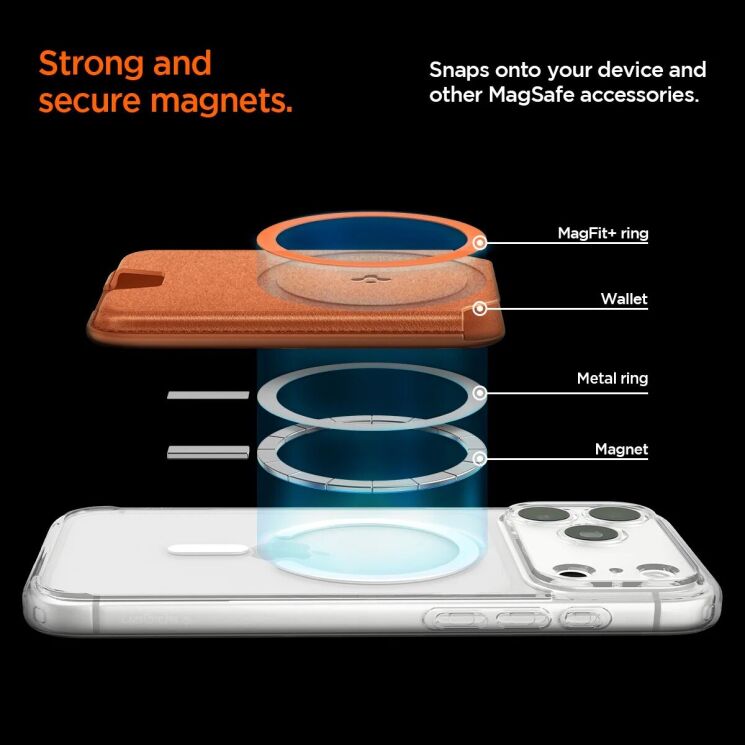 Кардхолдер Spigen Valentinus 3 Cards (MagFit+) AFA11340 - Metallic Orange: фото 9 из 12