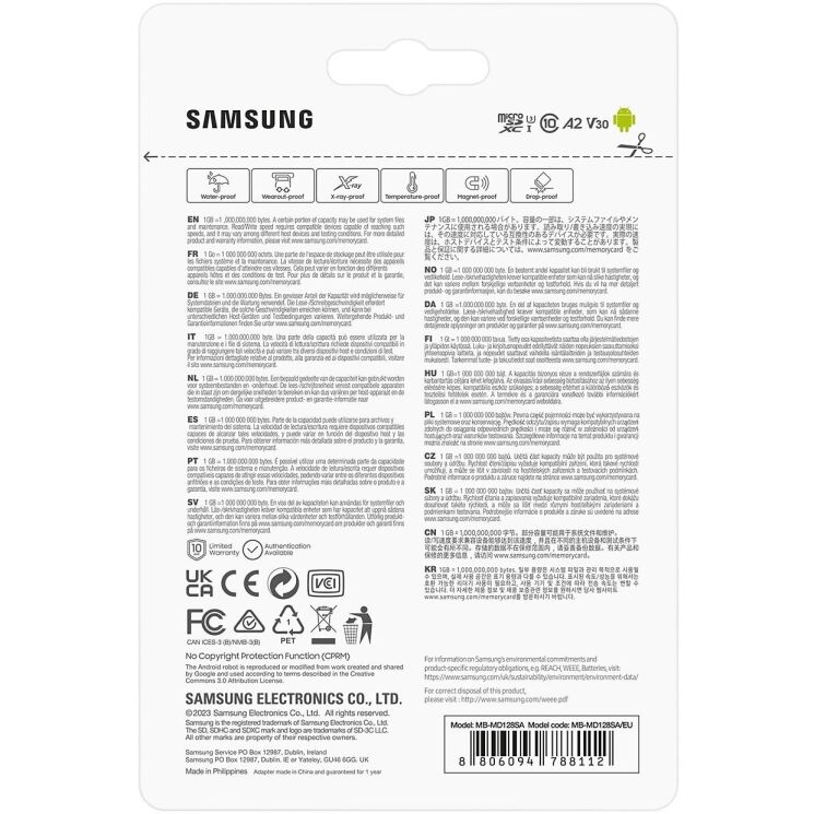 Карта памяти MicroSDXC Samsung PRO Plus 128GB C10 UHS-I R180MB/s + адаптер (MB-MD128SA/EU) - Blue: фото 9 из 13