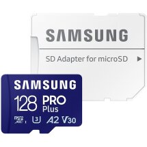 Карта памяти MicroSDXC Samsung PRO Plus 128GB C10 UHS-I R180MB/s + адаптер (MB-MD128SA/EU) - Blue: фото 1 из 13